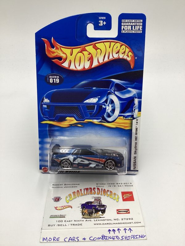 2002 Hot Wheels First Editions #019 Nissan Skyline Blue HTF PR5 Wheels W Protector SR Supply