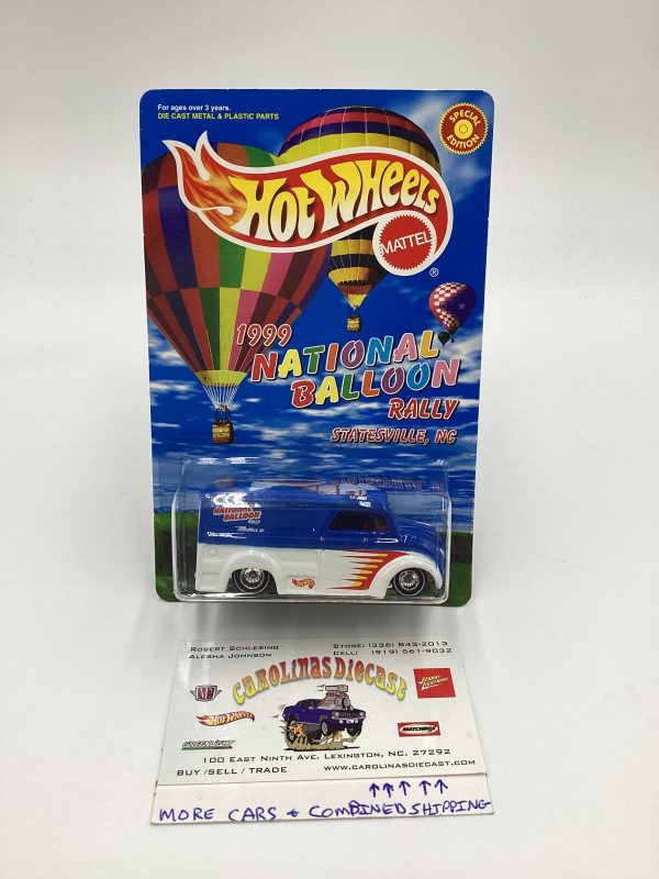 1999 Hot Wheels National Ballon Rally NC Dairy Delivery White Blue W Protector SR Discount