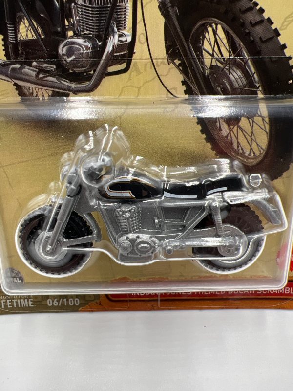 2024 Matchbox #6 Indiana Jones Themed Ducati Scrambler Silver 211H Supply