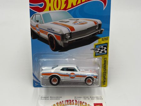 Hot Wheels 68 Chevy Nova White Gulf Wheel Swap Custom On Card W Protector (SR) Fashion