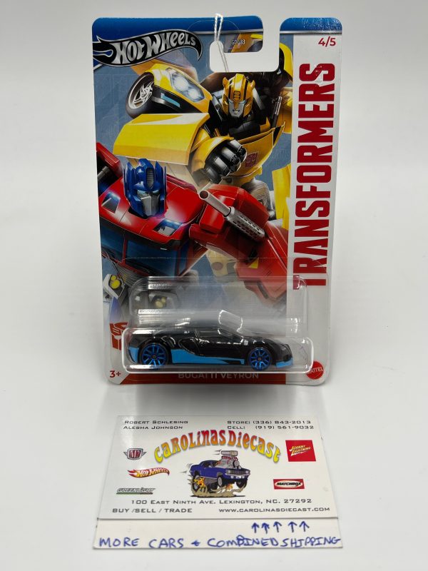 2024 Hot Wheels Transformers #4 Bugatti Veyron Black Blue 159i Online