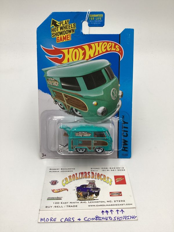 2015 Hot Wheels #73 Volkswagen Kool Kombi Surf Shop Turquoise Hot on Sale