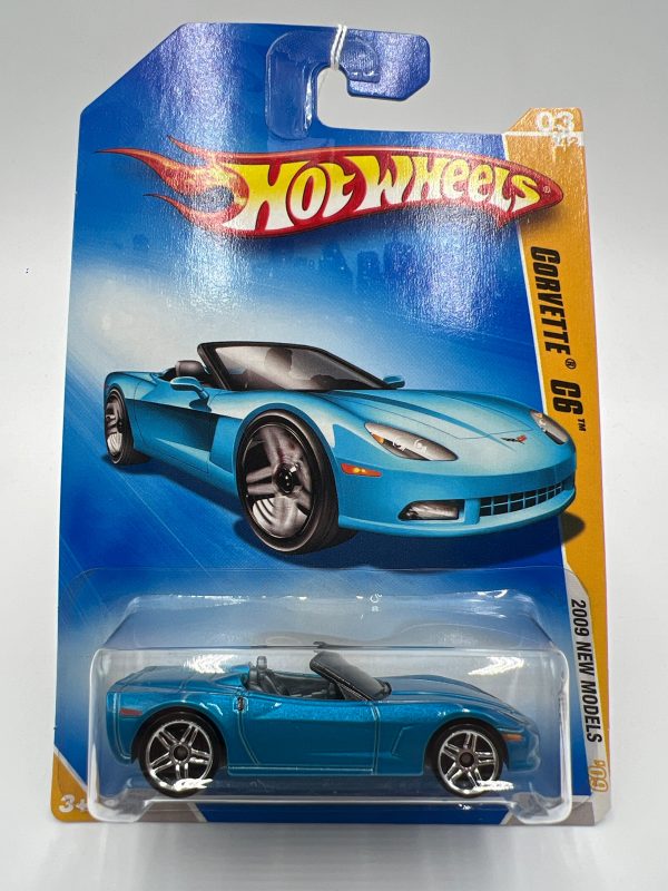 2009 Hot Wheels New Models #3 Corvette C6 Blue 13A For Cheap