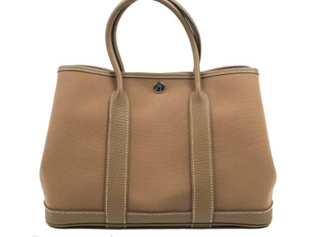 Hermès Garden Party 30 Canvas Etoupe For Discount