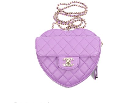 Chanel Large Heart Bag Purple Lambskin Gold Hardware 22S Online now