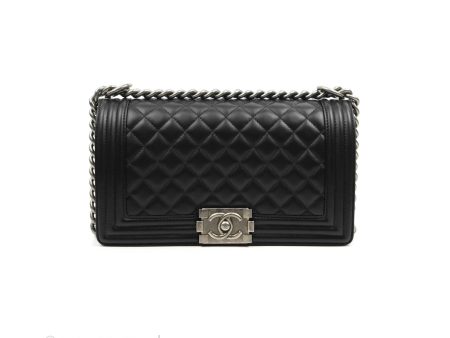 Chanel Quilted Medium Boy Black Lambskin Ruthenium Hardware For Discount