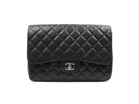 Chanel Jumbo Single Flap Black Caviar Silver Hardware⁣⁣ Cheap