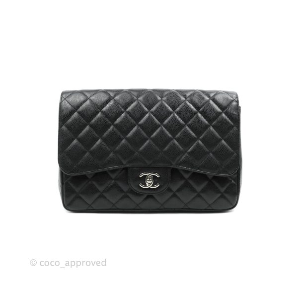 Chanel Jumbo Single Flap Black Caviar Silver Hardware⁣⁣ Cheap