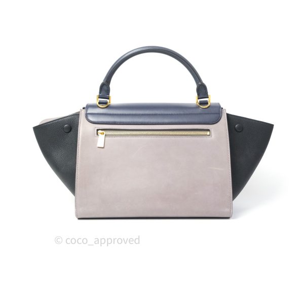 Celine Sleek Calfskin Small Tri-Color Trapeze Dark Blue Discount