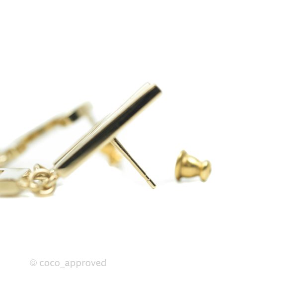 Chanel Letter Cha-Nel Logo Drop Earrings Gold Tone 20V Hot on Sale