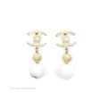 Chanel CC Drop Marble Earrings Gold Tone 16A Cheap