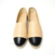 Chanel Espadrille Black Beige Leather Size 39 Supply