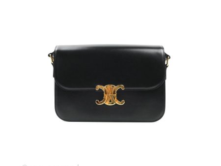 Celine Shiny Calfskin Medium Triomphe Black For Cheap