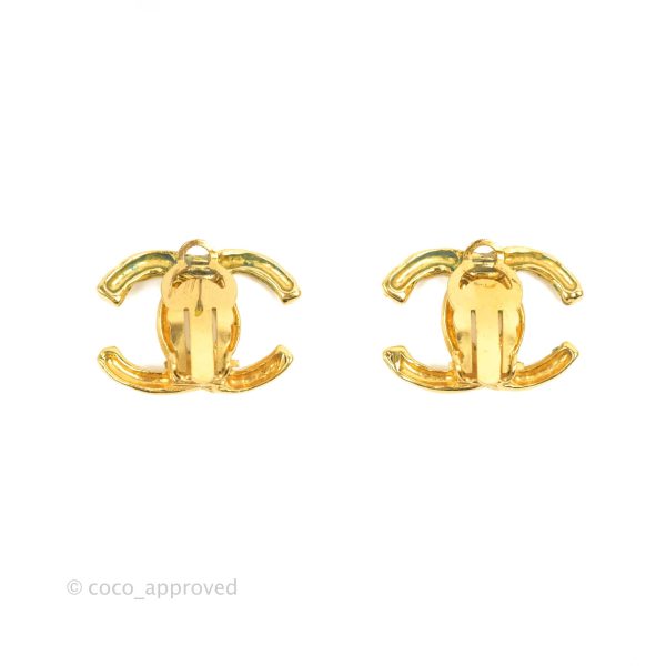 Chanel Vintage CC Clip On Earrings Gold Tone For Discount