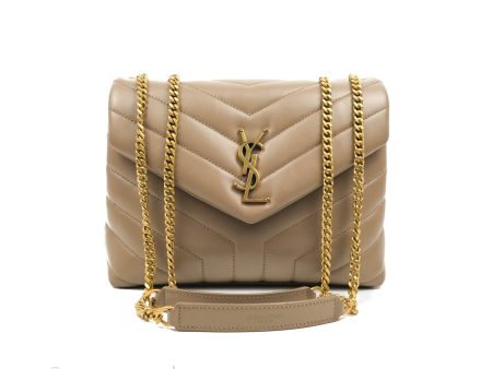 Saint Laurent Loulou Small Bag Taupe Gold Hardware Sale