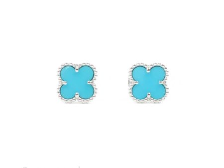 Van Cleef & Arpels Sweet Alhambra Earrings Turquoise White Gold Cheap