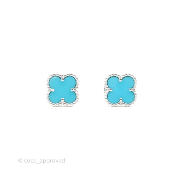 Van Cleef & Arpels Sweet Alhambra Earrings Turquoise White Gold Cheap