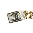 Chanel Chain CC Crystal Plate Drop Earrings Gold Tone 21C Online now