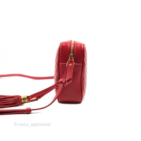 Saint Laurent Lou Quilted Camera Bag Red Calfskin Gold Hardware For Cheap