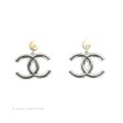 Chanel Pearl Crystal CC Drop Earrings Gold & Silver Tone 20P Cheap