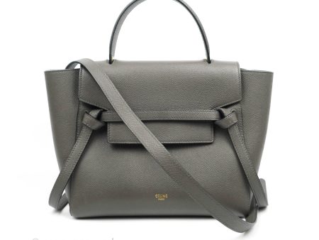 Celine Micro Belt Bag Grey Grained Calfskin Gold Hardware For Cheap