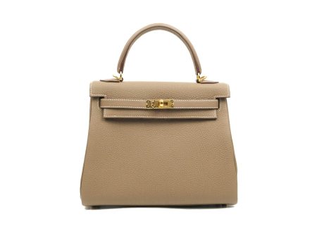 [DM to purchase] Hermès Retourne Kelly 25 Etoupe 18 Veau Togo Gold Hardware Discount