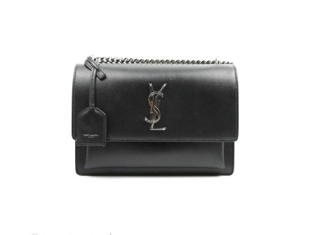 Saint Laurent Sunset Medium Black Calfskin Silver Hardware Online Sale