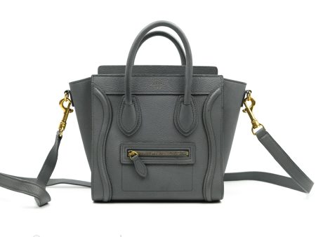 Celine Nano Luggage Grey Grained Calfskin Gold Hardware Discount