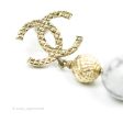 Chanel CC Drop Marble Earrings Gold Tone 16A Cheap