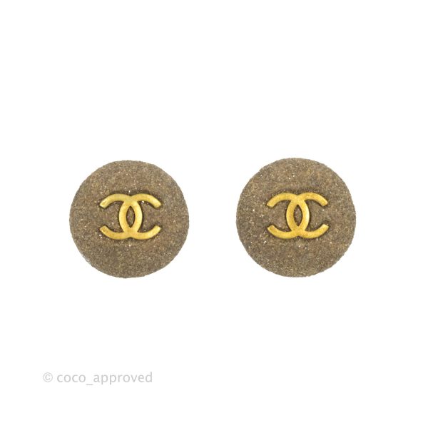 Chanel Vintage CC Round Earrings Clip On Gold Tone Online