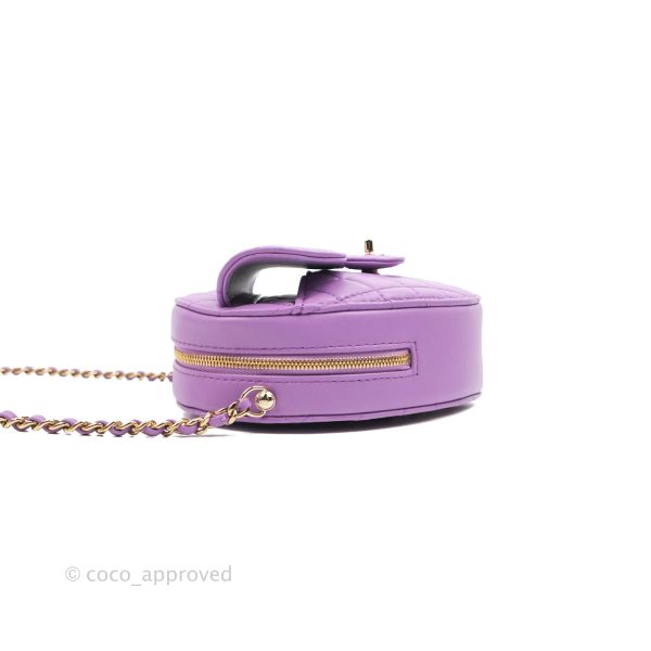 Chanel Large Heart Bag Purple Lambskin Gold Hardware 22S Online now