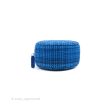 Chanel Quilted Round Clutch With Chain Blue Tweed Silver Hardware For Discount