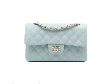 Chanel Small Classic Quilted Flap Light Blue Caviar Gold Hardware Supply