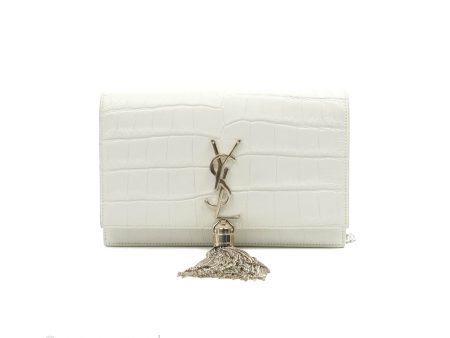 Saint Laurent Kate Tassel WOC White Silver Hardware Discount