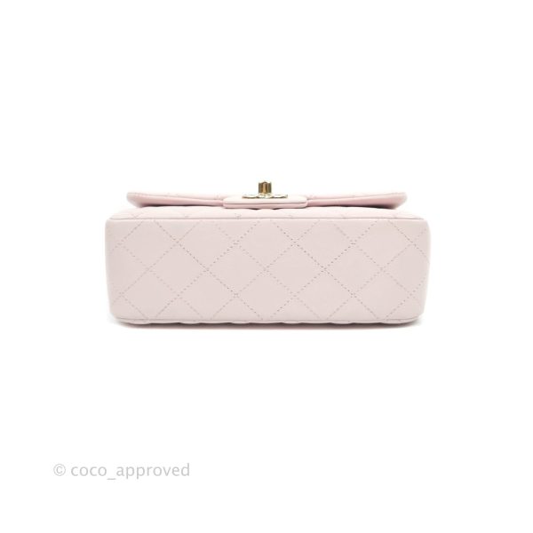 Chanel Quilted Mini Rectangular Flap Pale Pink Lambskin Gold Hardware For Discount