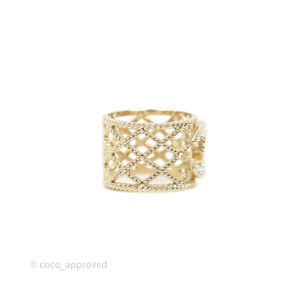 Chanel CC Pearl Ring Gold Tone 19C Online