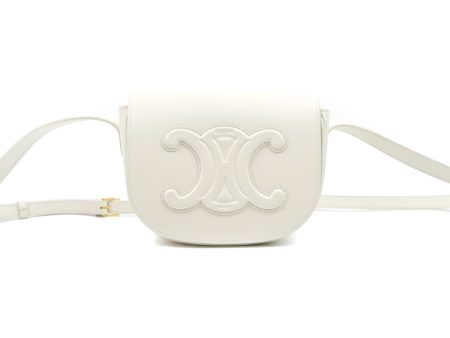 Celine Folco Cuir Triomphe White Smooth Calfskin For Sale