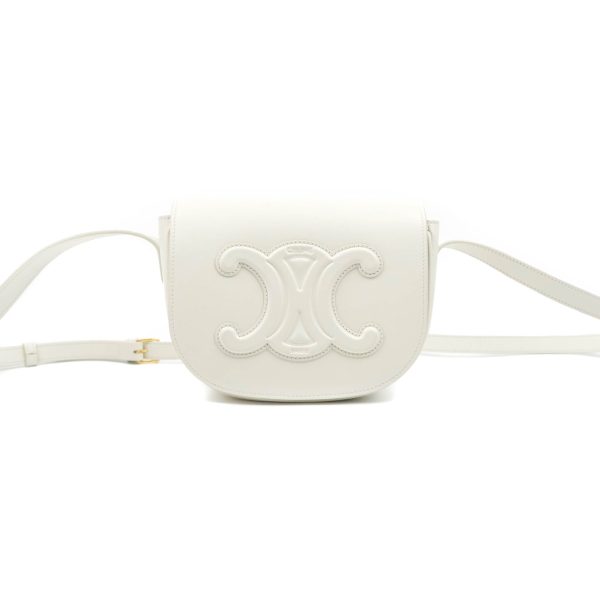 Celine Folco Cuir Triomphe White Smooth Calfskin For Sale