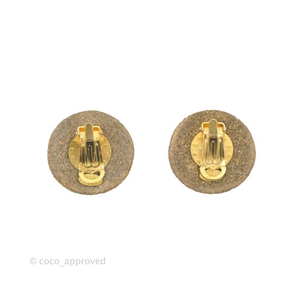 Chanel Vintage CC Round Earrings Clip On Gold Tone Online