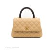 Chanel Small Coco Handle Quilted Beige Caviar Gold Hardware Lizard Embossed Handle Online