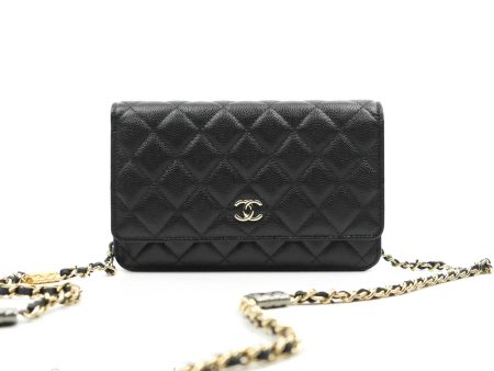 Chanel Quilted WOC Black Caviar Gold Hardware With Charms Hot on Sale