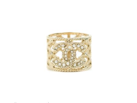 Chanel CC Pearl Ring Gold Tone 19C Online