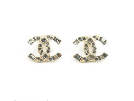 Chanel CC Crystal Earrings Gold Tone 19A Supply