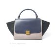 Celine Sleek Calfskin Small Tri-Color Trapeze Dark Blue Discount