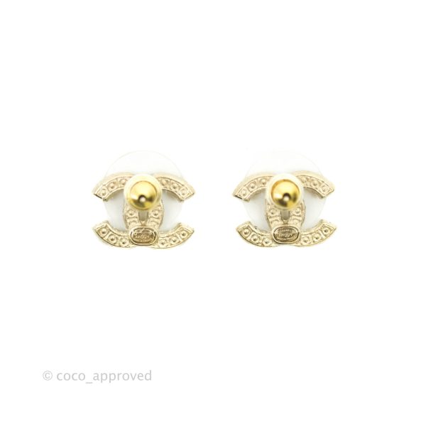 Chanel CC Pearl Earrings Gold Tone 21V Online Hot Sale