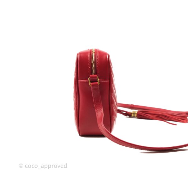 Saint Laurent Lou Quilted Camera Bag Red Calfskin Gold Hardware For Cheap