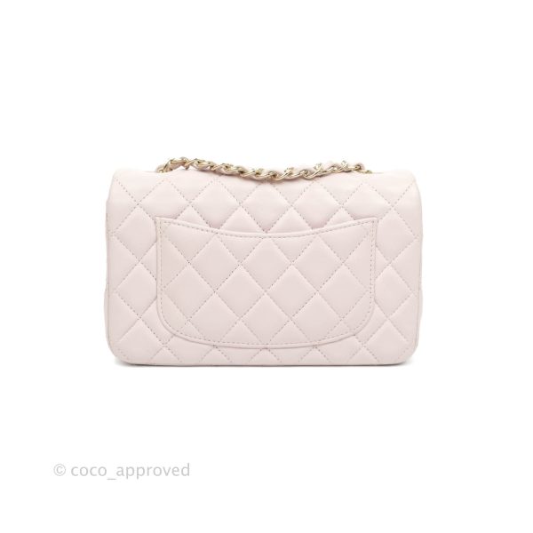 Chanel Quilted Mini Rectangular Flap Pale Pink Lambskin Gold Hardware For Discount