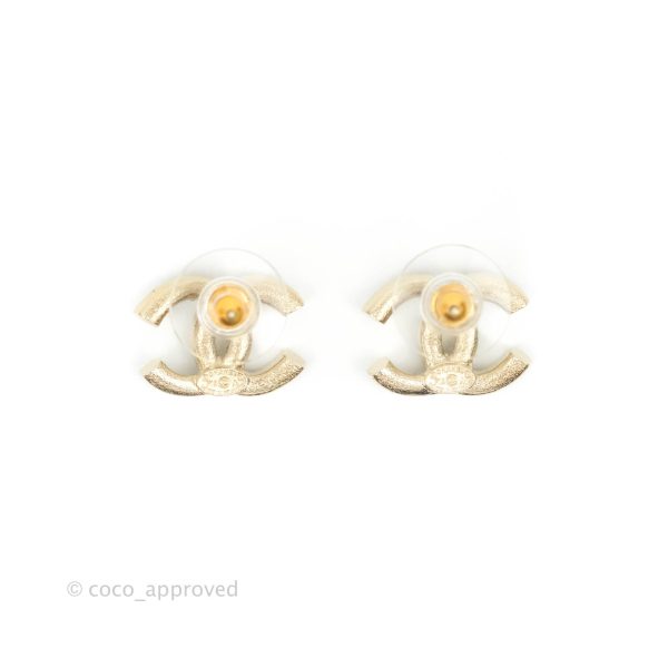 Chanel CC Crystal Earrings Gold Tone 19A Supply