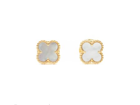 Van Cleef & Arpels Sweet Alhambra Earrings White Mother-of-pearl Yellow Gold Sale