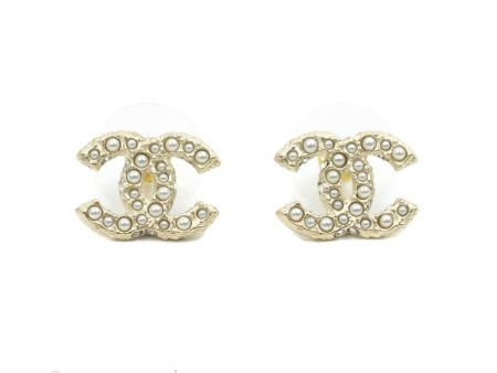 Chanel CC Pearl Earrings Gold Tone 21V Online Hot Sale